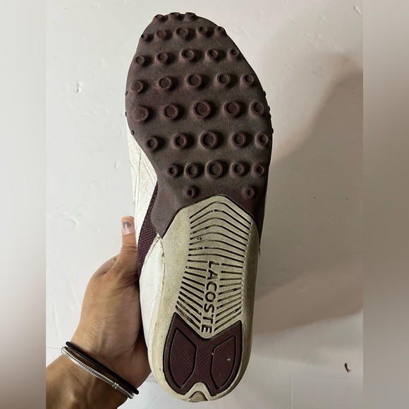 Lacoste Sport Women’s White & Burgundy Slip-On Sneakers Size 5 Velcro Shoes - Picture 6 of 12